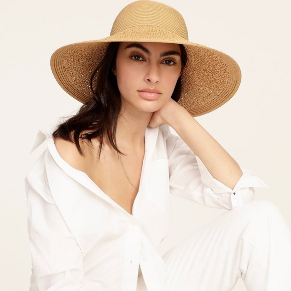 J. Crew Textured Summer Straw Hat in Dusty Dune